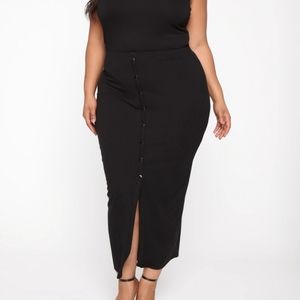 Fashion Nova Black Ribbed Maxi Skirt 1xl